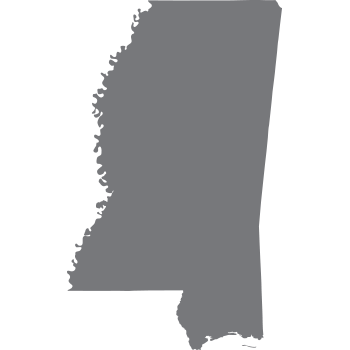 solid grey shape representing the area and borders of Mississippi