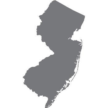 solid grey shape representing the area and borders of New Jersey