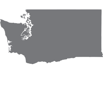 solid grey shape representing the area and borders of the State of Washington