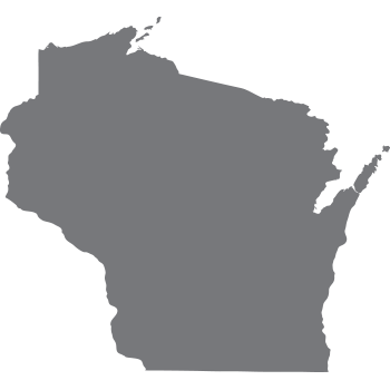 solid grey shape representing the area and borders of Wisconsin