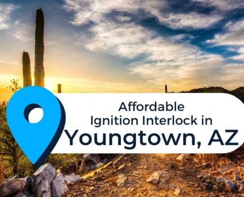 Photo of Youngtown landscape with text "Affordable Ignition Interlock in Youngtown, Arizona"