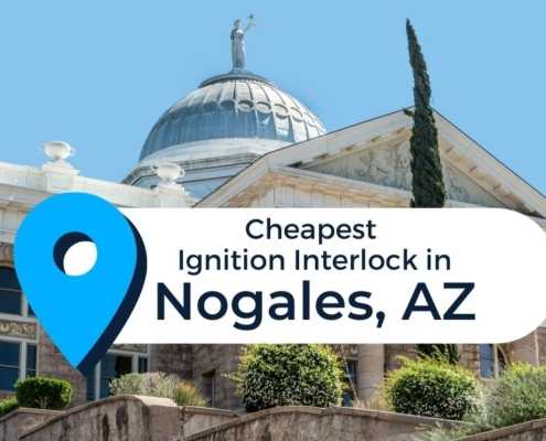Image of Nogales, AZ state capital with the text "cheapest Ignition Interlock in Nogales, AZ"