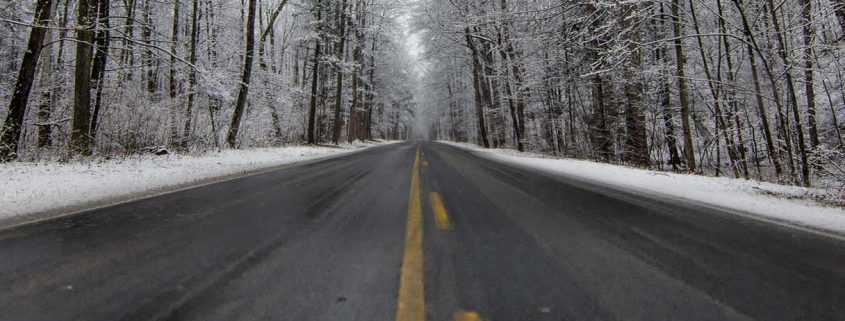 Winter road, driving concept